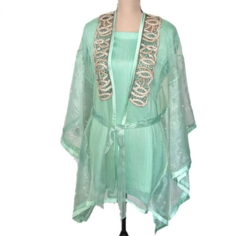 Mint Glamorous Belted Top/Jacket/Kaftan pakistani